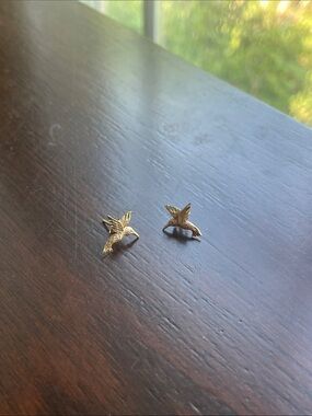 14K Gold Hummingbird Stud Earrings